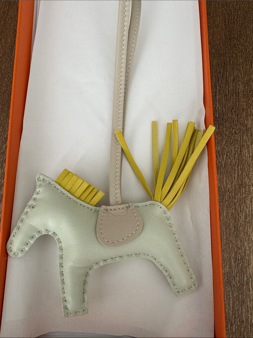 BNIB Hermes Rodeo PM Bag Charm in Vert Fizz, Lime and Craie